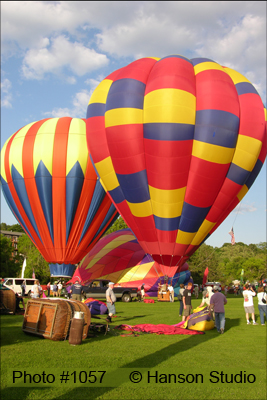 Quechee, VT - Balloon Fest - 2 Red, Yellow, and Blue Balloons